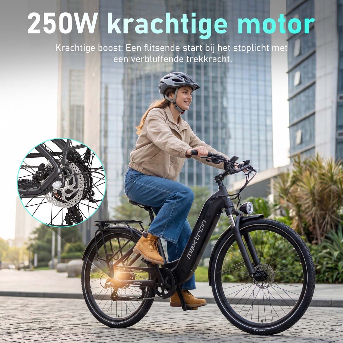 Elektrische Fiets – 790Wh Accu (21Ah) – Actieradius tot 160 km – 700C×50C Banden – Shimano 7 Versnellingen – Aluminium Frame – Verende Voorvork met Lock-out – Hydraulische Schijfremmen – Stadsfiets – Max. Belastbaar 120 kg – zwart thumbnail 7