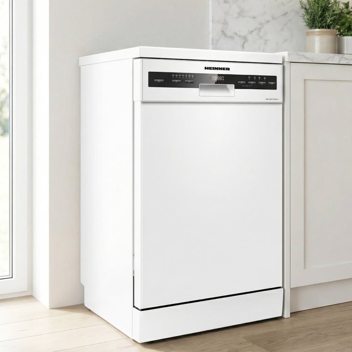 Heinner Slanke Vaatwasser 45 cm — 10 Couverts, Auto-Deur Opening, LED Display, Stil 49 dB, 5 Jaar Garantie, Wit — HDW-FSM45710AWD+++ thumbnail 6