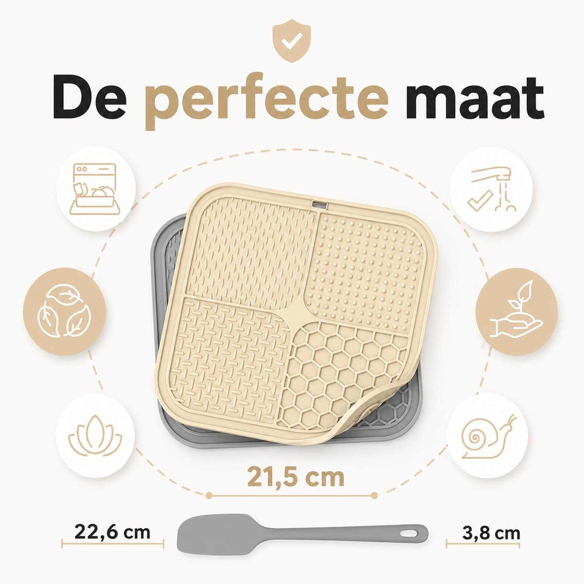 BOTC Likmat Hond met Silicone spatulas - 4-Delig Likmat Voermat Hond - voermat - Slowfeeder Hond - Grijs /Beige thumbnail 3