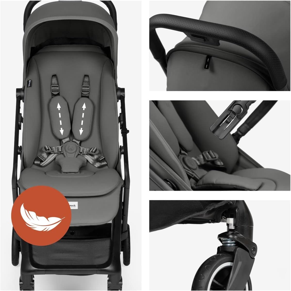 Reisbuggy Lichtgewicht - Compacte Kinderwagen - Reizen Met Kinderen - Eenhands Inklapbaar - Handbagage Formaat - Stone thumbnail 3