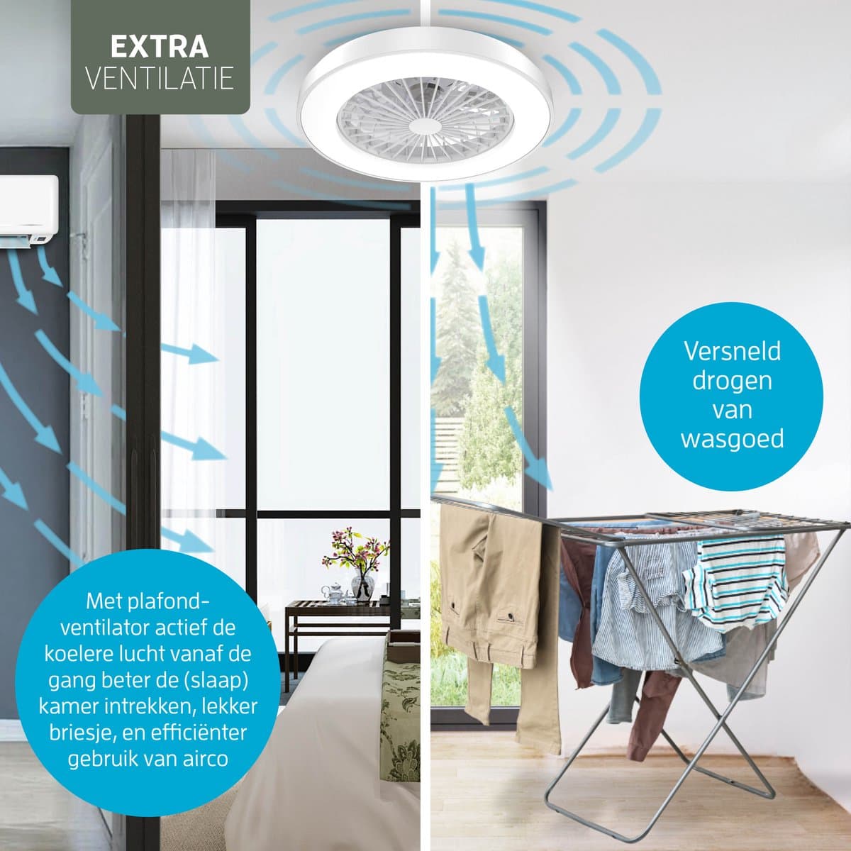 Varin® Plafondventilator met verlichting - Wit - Tuya Wifi - LED 30W RGBW - Ø 50cm - Super stil - Afstandsbediening - Smart lamp - Plafondlamp - Plafonniere - Plafondlampen - Plafond lamp - Verlichting kinderkamer slaapkamer woonkamer - Ventilator thumbnail 5