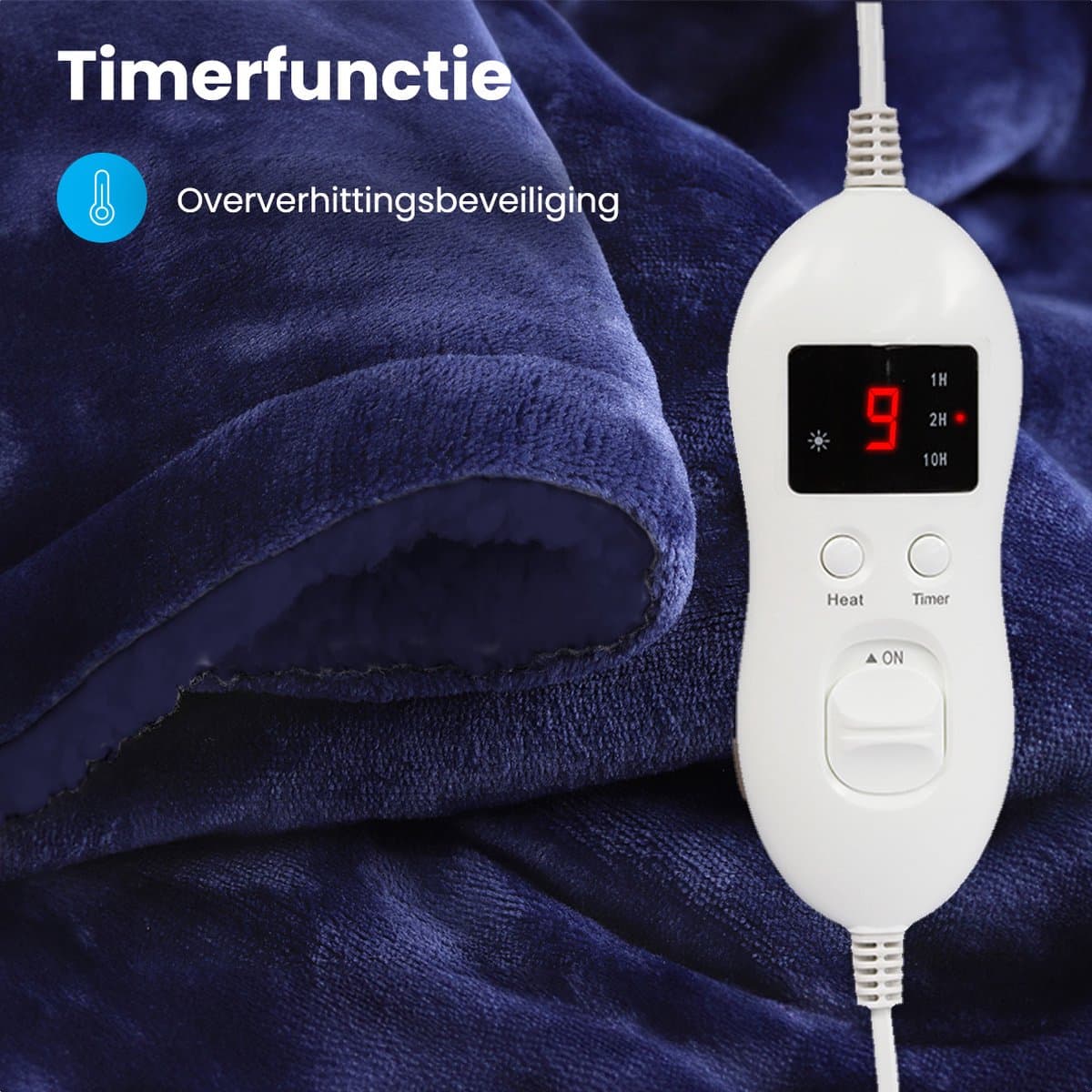 Auronic Elektrische Deken - 160 x 120 cm - 1 Persoons Warmtedeken - 9 Warmtestanden - Verwarmingsdeken - Blauw thumbnail 7