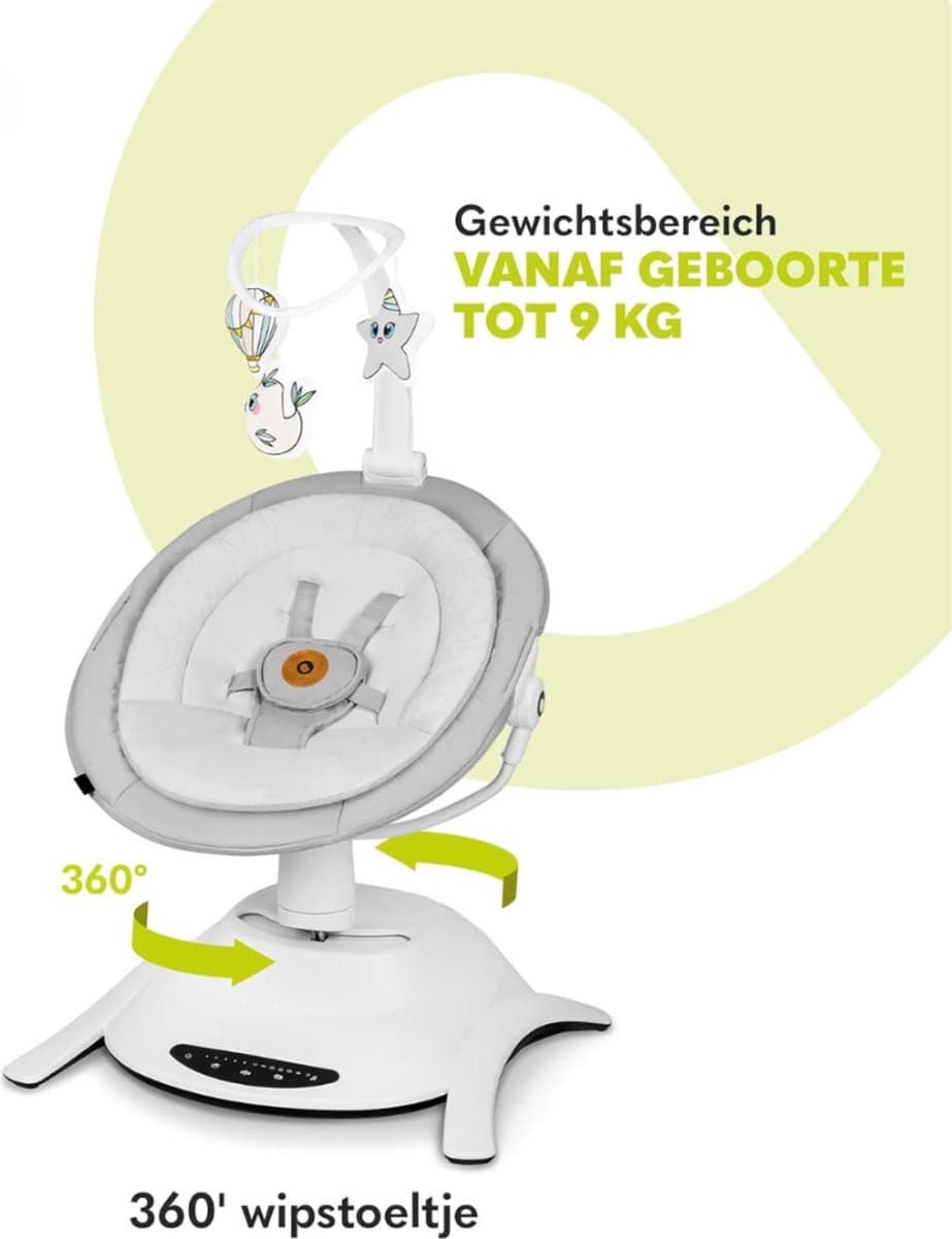 Elektrische Wipstoel - Elektrische Babyschommel - Schommelstoel - Baby Swing - Premium thumbnail 4