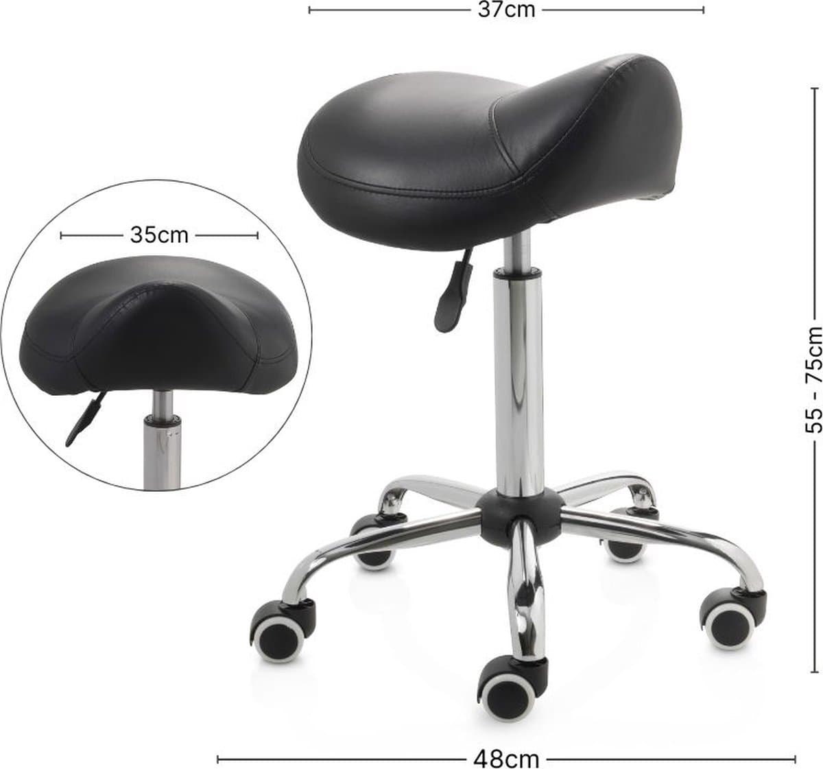ZenGrowth zadelkruk hoge gasveer, ergonomisch zwart thumbnail 2