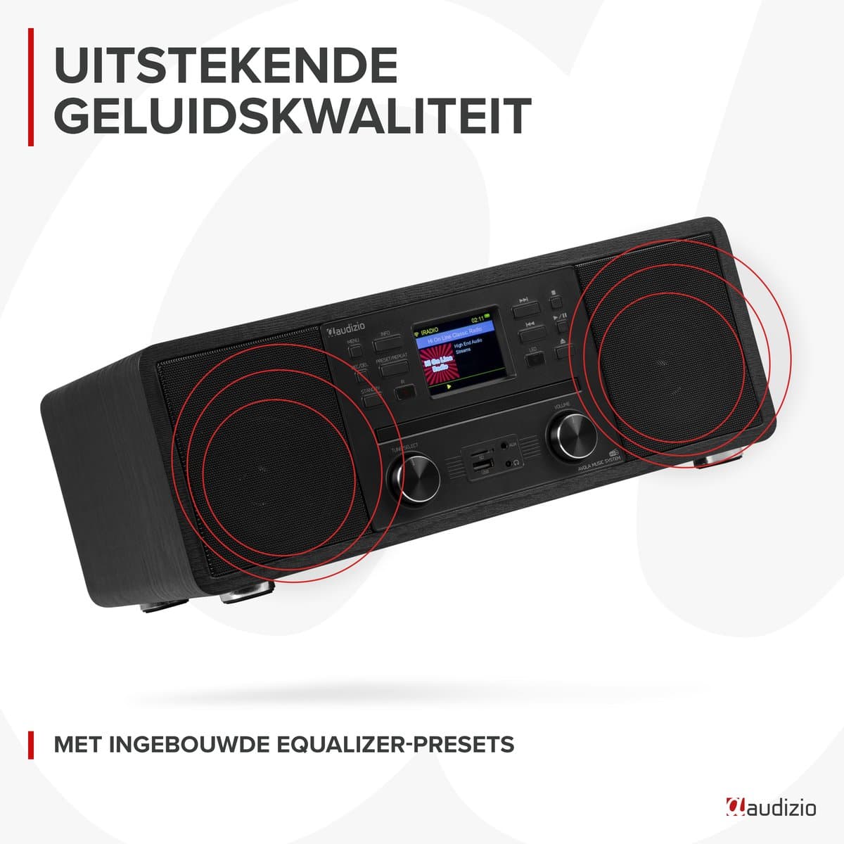 Internetradio - Audizio Avola alles-in-één radio met Bluetooth - DAB+/FM - CD speler - Zwart thumbnail 8