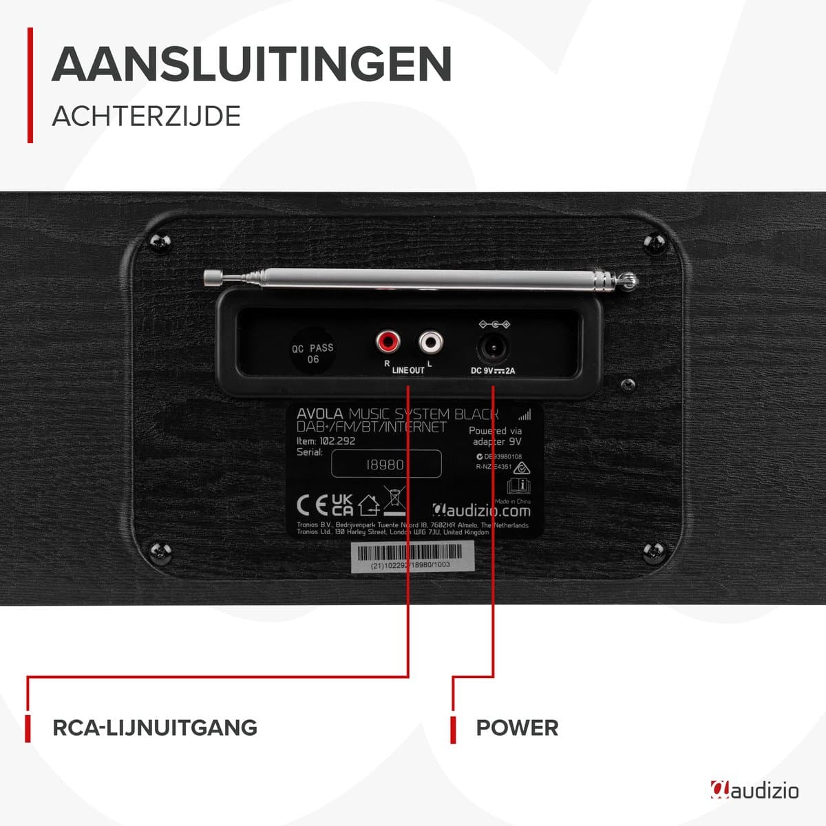 Internetradio - Audizio Avola alles-in-één radio met Bluetooth - DAB+/FM - CD speler - Zwart thumbnail 4