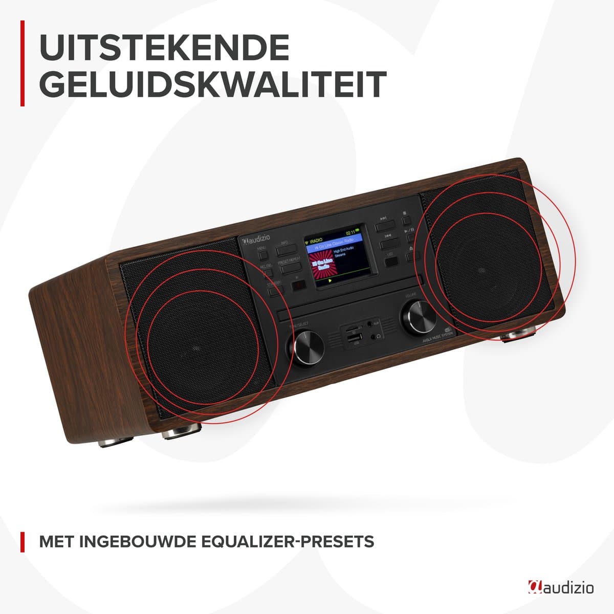 Internetradio - Audizio Avola alles-in-één radio met Bluetooth - DAB+/FM - CD speler - Houtlook thumbnail 8
