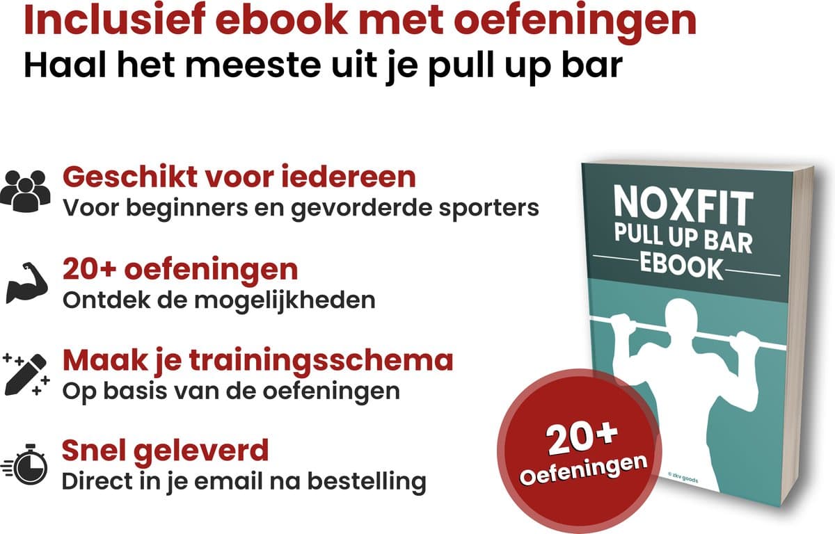 Noxfit® Pull Up Bar - Optrekstang Deur - Krachttraining - Home Gym - Thuis Sporten - Pull Up Station - Opdrukstang thumbnail 7