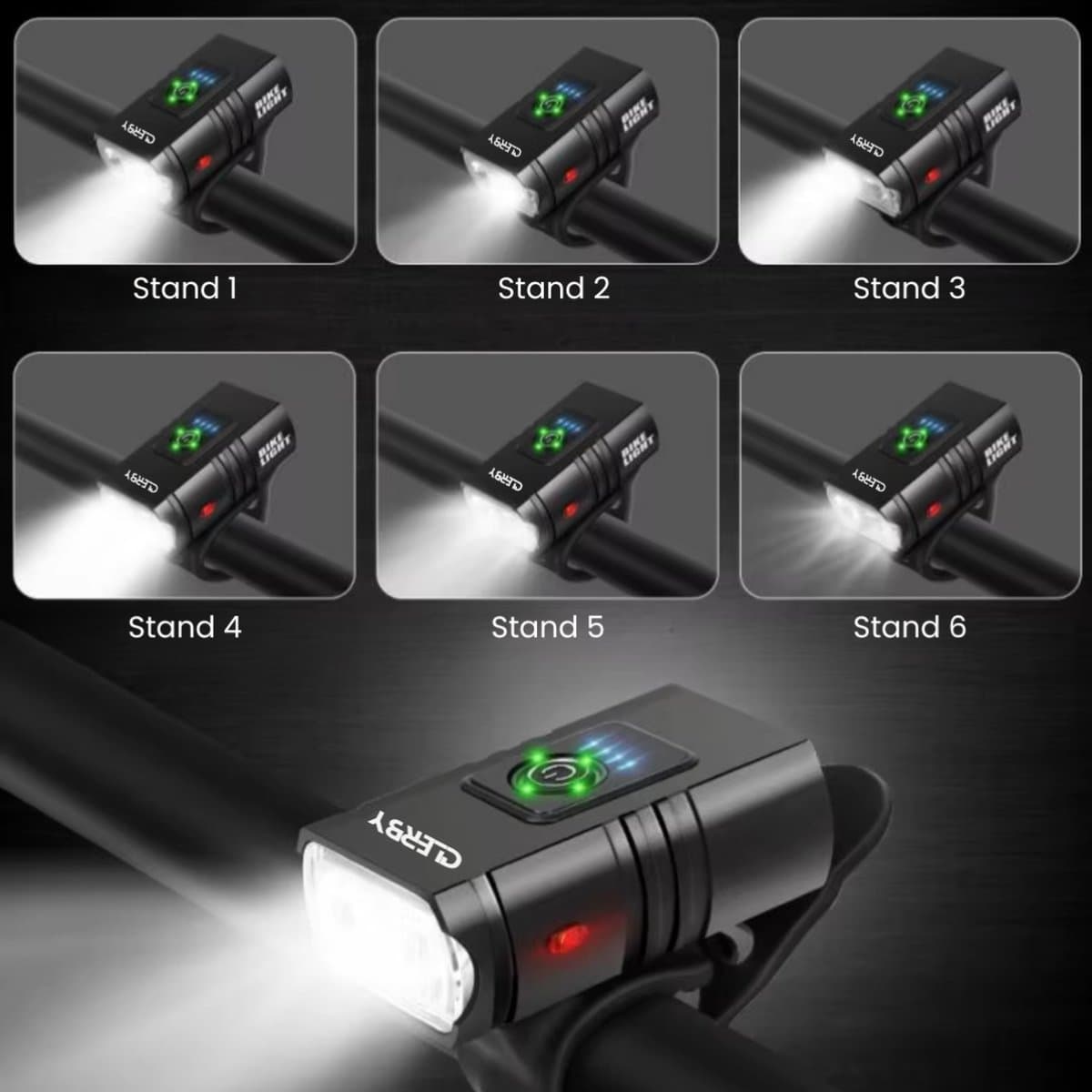 Clerby - Fietsverlichting Set LED - Fietslamp USB Oplaadbaar - Voorlicht en Achterlicht - Fietslicht - USB Oplaadbaar - Fietslampjes - Waterdicht - Zwart thumbnail 5