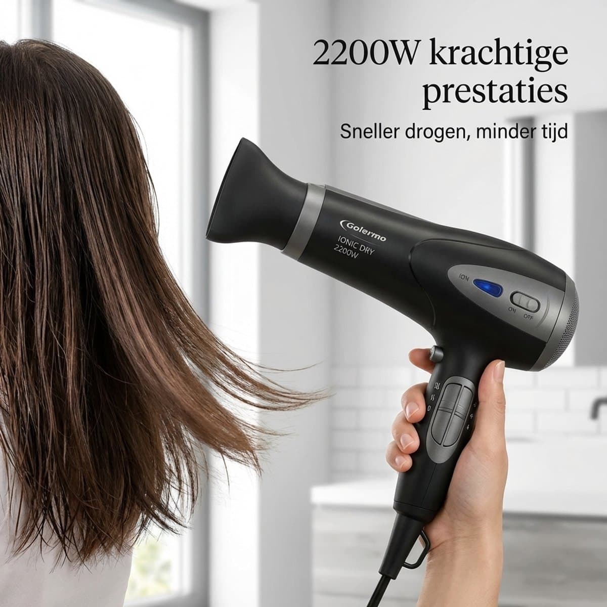 Föhn 2200W met Diffuser - Ionische Haardroger - Anti-Pluis - Blaasmond - Krullen Föhn thumbnail 4