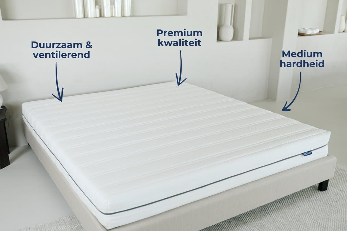 Akkon® Koudschuim Matras 160x200 - 14 cm dik | Hybrid Koudschuim HR45 - Orthopedisch - Premium Kwaliteit - 50 nachten proefslapen thumbnail 4