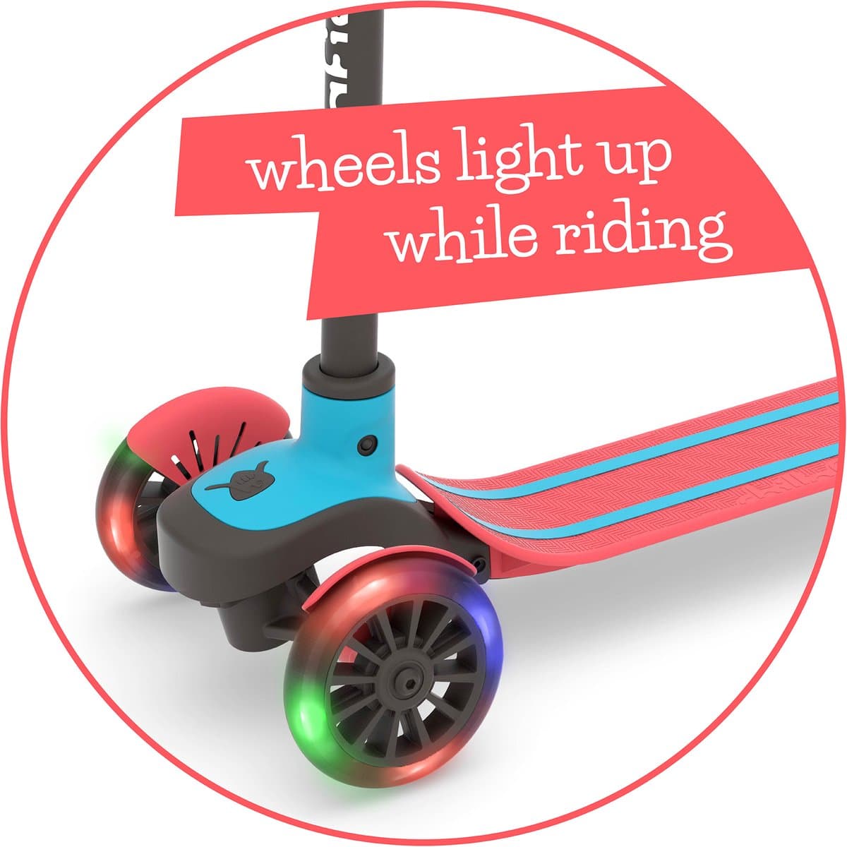 Chillafish Kinderstep 3 Jaar met drie LED wielen - Blauw Rood - Lichtgewicht Glow step jongens met afneembaar stuur en voetrem - Aanpasbaar in hoogte - Leun-om-te-sturen - Extra grip handgrepen - Geen batterijen nodig - Model Scotti Glow 3 thumbnail 3
