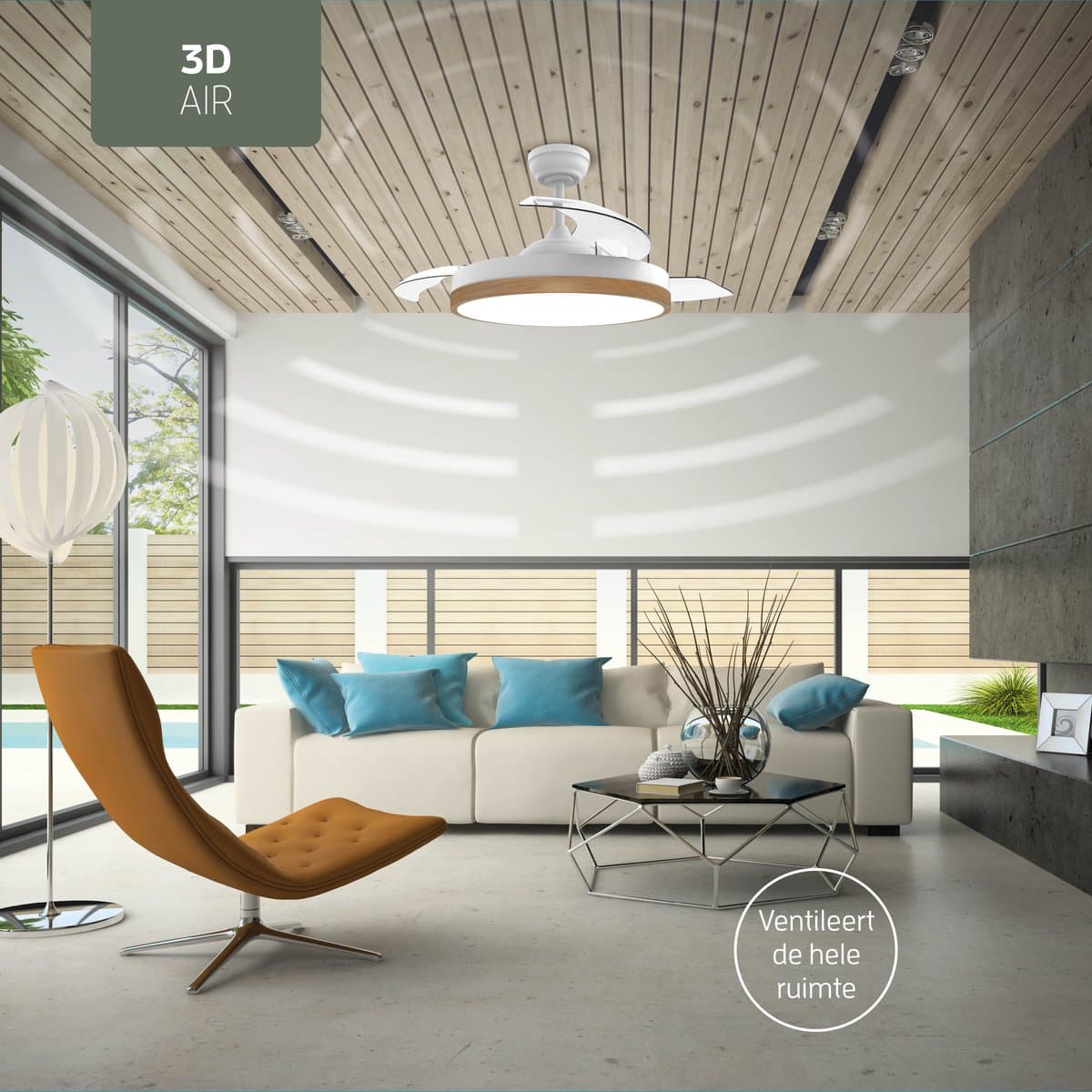 Varin® Smart Plafondventilator met LED verlichting RGBW - Wit/Lichthout - Tuya Wifi - Ø 50cm/108cm - Super stil - Smart lamp - Plafondlamp slaapkamer - Plafonniere woonkamer - Plafondlampen - Plafond lamp bamboe - Verlichting kinderkamer - Ventilator thumbnail 8
