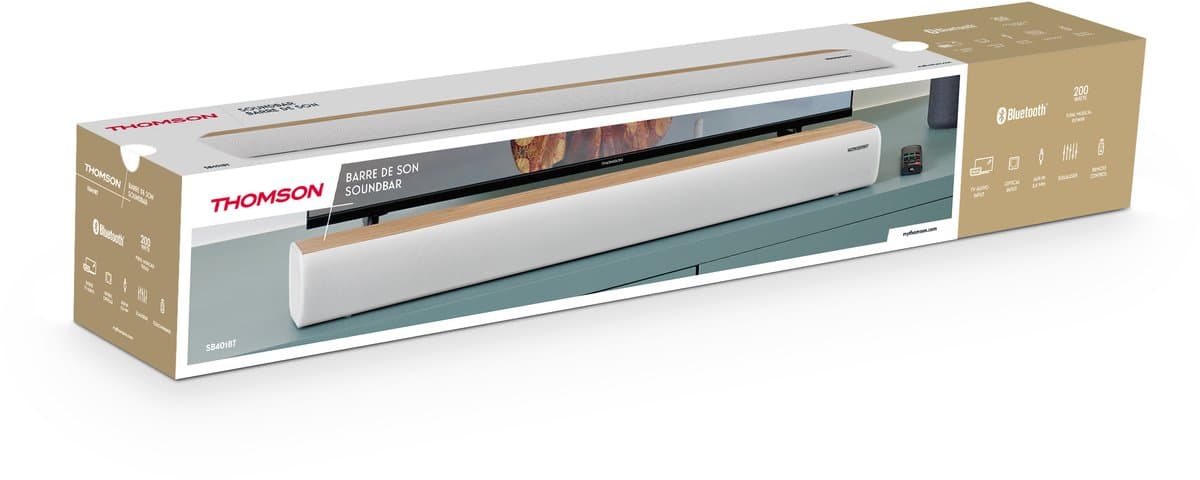 Thomson Cosy SB401BT Soundbar met Houten Afwerking - Bluetooth - Wit thumbnail 6