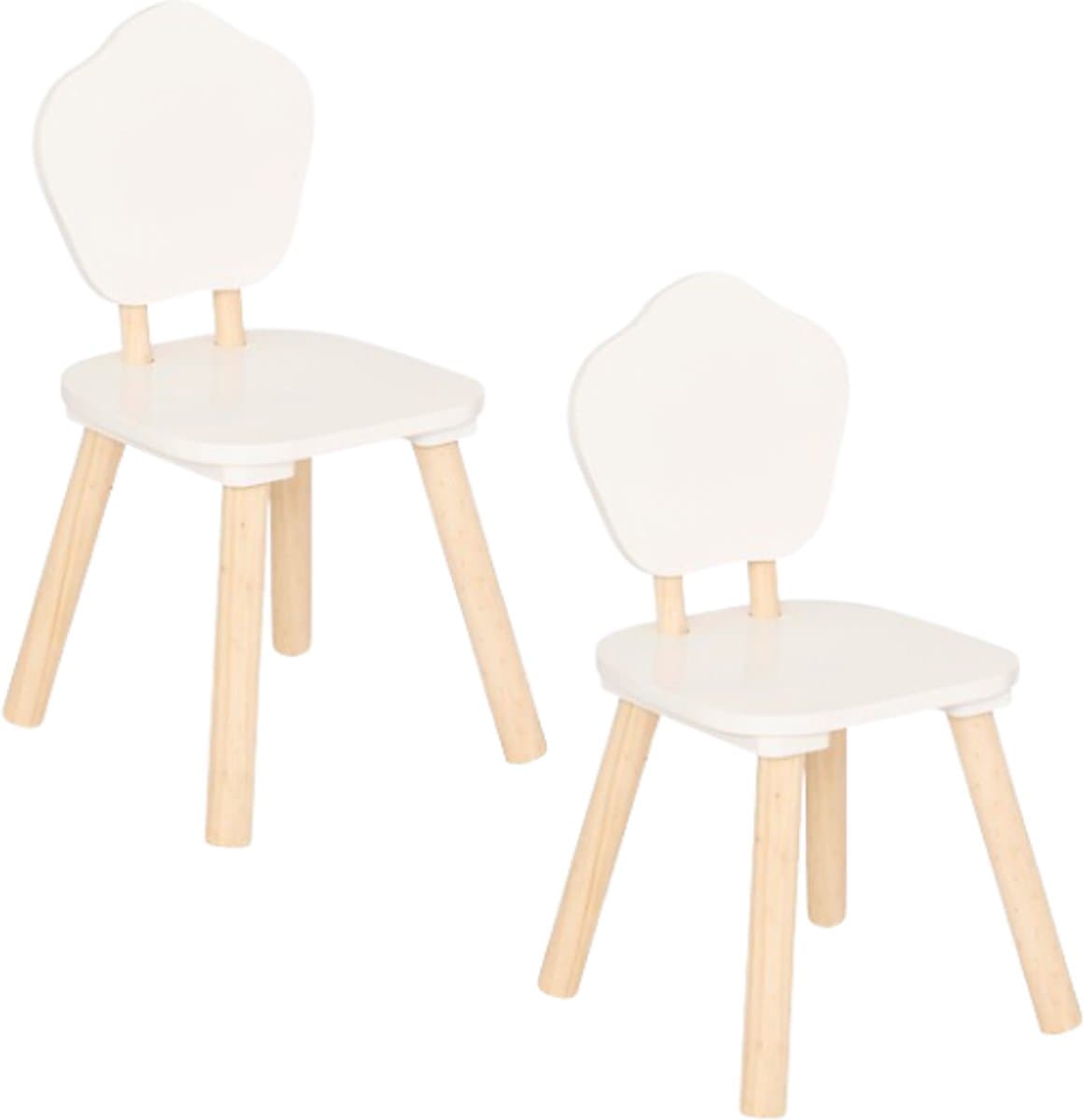 Kinderstoel - Peuter Stoeltje - Houten Stoel Kinderkamer - Kleine Kinderstoel - Set van 2 - Douceur Organic Stoel - Zelfmontage - MDF - 47 cm Hoog - Wit en Hout - afbeelding 1