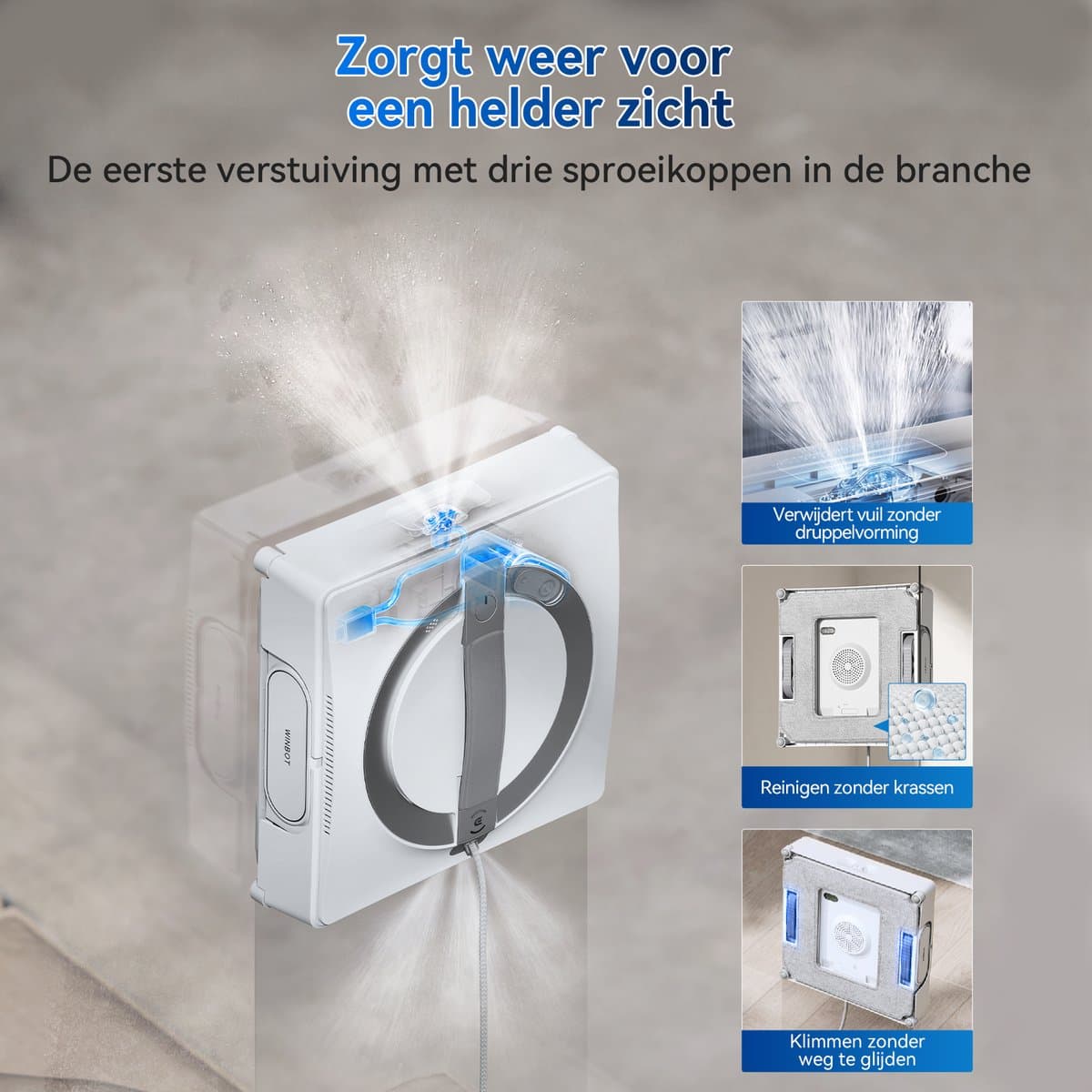 ECOVACS WINBOT W2 PRO OMNI Robot ramenreiniger–Ramenwasser–Ruitenreiniger – WIN-SLAM 4.0 intelligente routeplanning– 6-in-1 multifunctioneel station–12-traps veiligheidssysteem–Dubbele stroommodus–Voor ramen–Spiegels–Glazen deuren thumbnail 8
