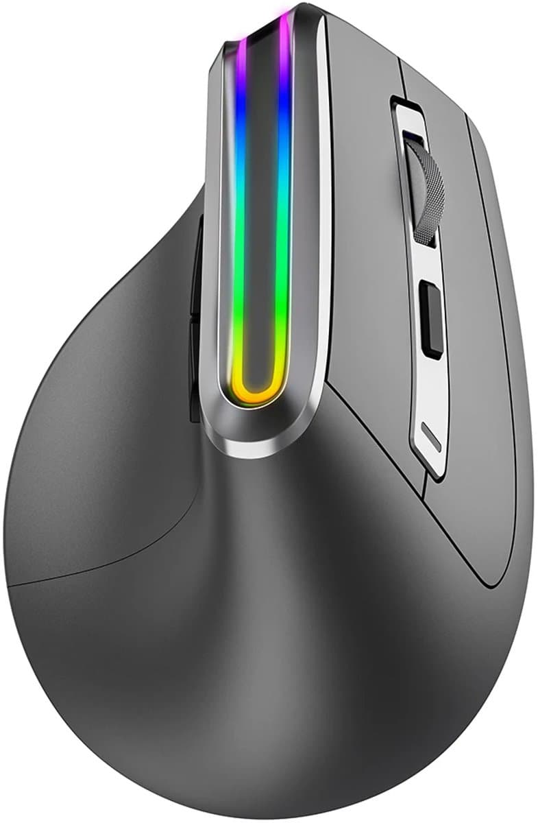 Verticale Muis Ergonomisch Draadloos - Rechtshandige Muis - 800 tot 3200 DPI Verstelbaar - 6 Knoppen - Bluetooth en USB Ontvanger - Voor Laptop & PC