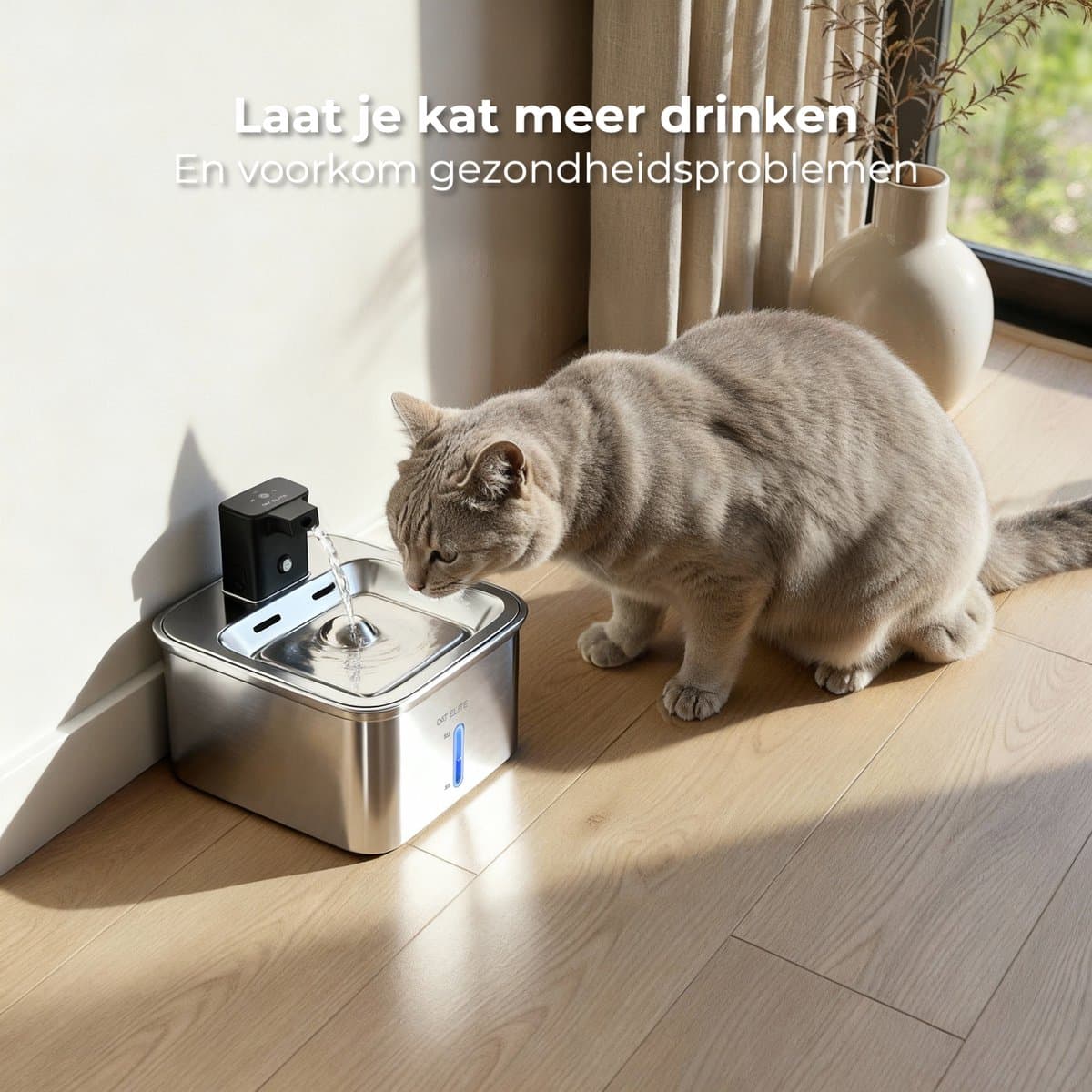 CatElite® - Draadloze Drinkfontein Kat RVS | Fresh - Waterdispenser met Sensor & Accu - Incl. 3 Filters - 2.5L Waterfontein Kat - Kattenfontein - Fluisterstil - Volledig RVS thumbnail 7