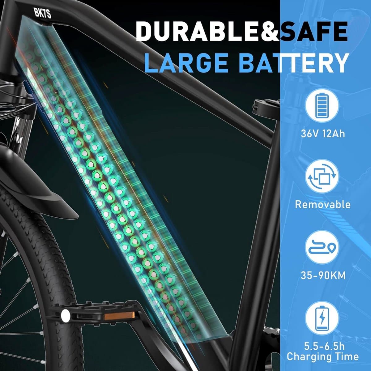 Elektrische Fiets Hitway BK7S - Trendy 26Inch Mountain EBike met Afneembare 36V 12Ah Lithium Batterij - City Commuter E-Bike met 250W Motor thumbnail 2