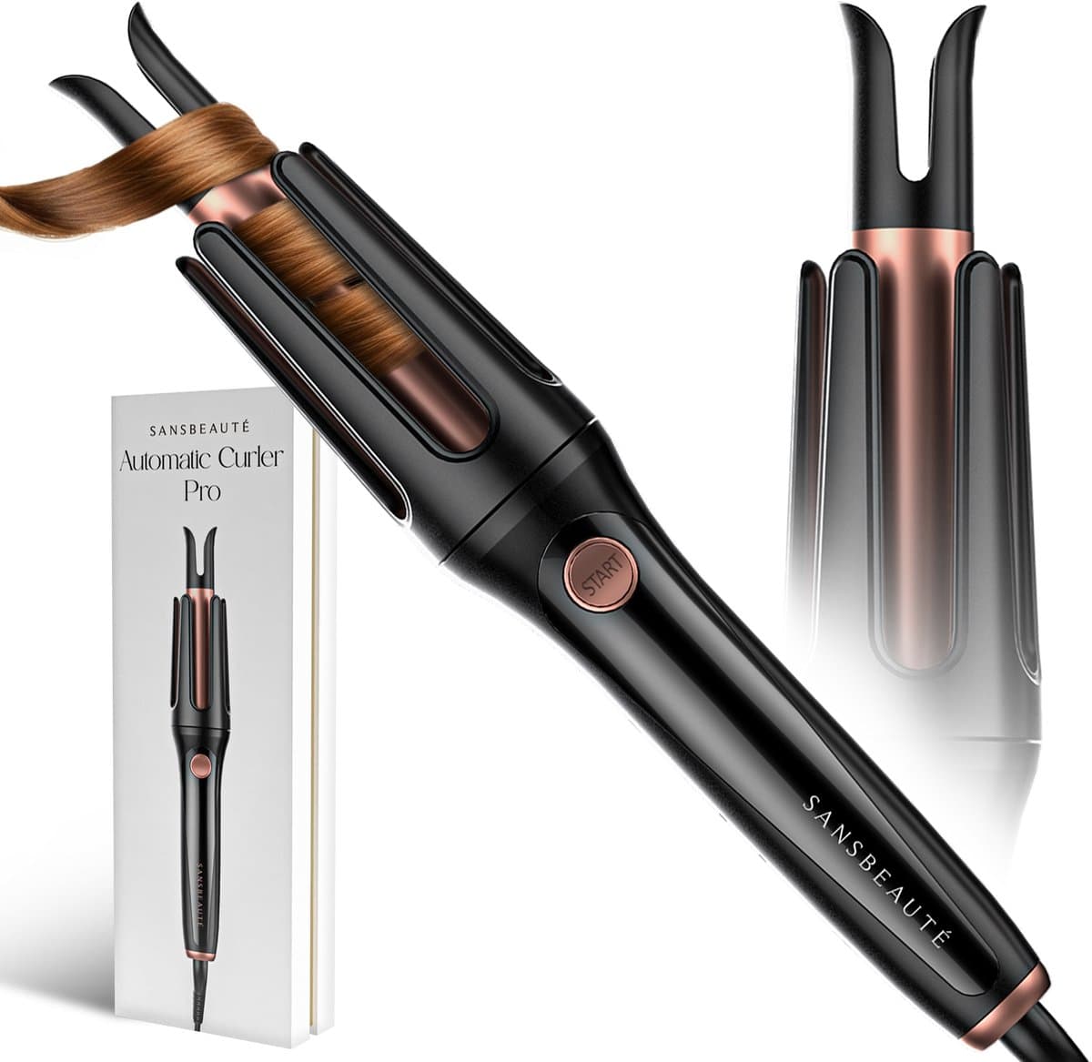 Sansbeauté Automatische Krultang - Keramische Haarkruller - Haarkrultang - Hair Curler - Haarstyler - Wavy Hair - Curling Iron - Krulborstel Roterend - Golvenkrultang - Wave Krultang