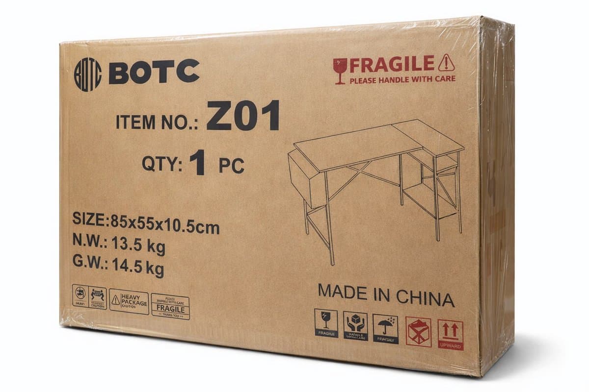 BOTC Hoekbureau 100 cm - Rustiek bruin met opbergplanken thumbnail 8