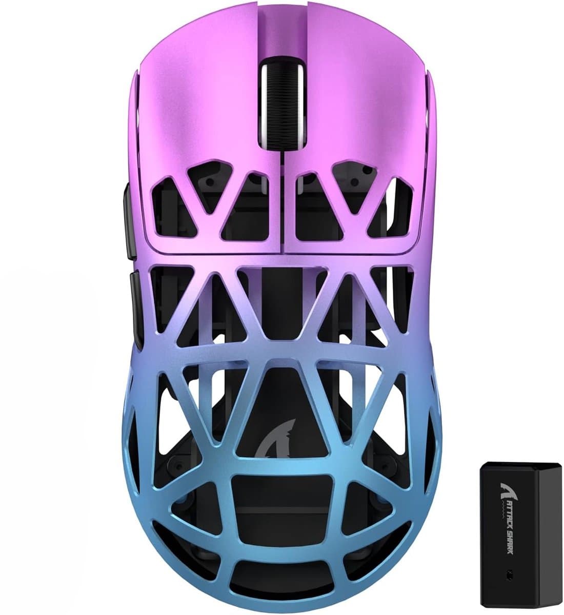 ATTACK SHARK R2 - Draadloze Gaming Muis - Magnesium Alloy - PAW3950MAX - Ultralichte(45g)- Wired/2.4G/BT5.2 - 42000DPI - Twilight Purple