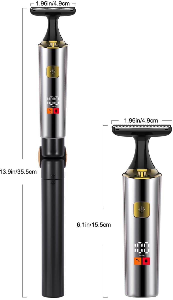 HATTEKER 4-in-1 Lichaamstrimmer Set - Rugtrimmer, Baardtrimmer, Neus-/Oortrimmer & Precisietrimmer - LED Display - Verbeterde thumbnail 2