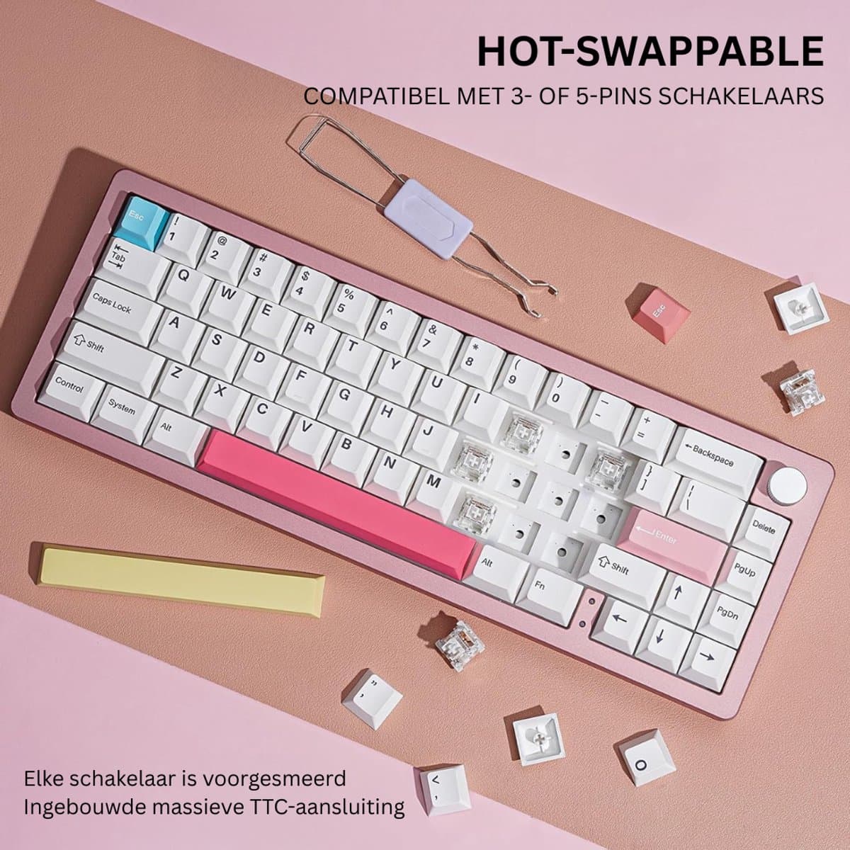 DailySupplies® Mechanical Keyboard - Mechanisch Toetsenbord Gaming - Roze thumbnail 2