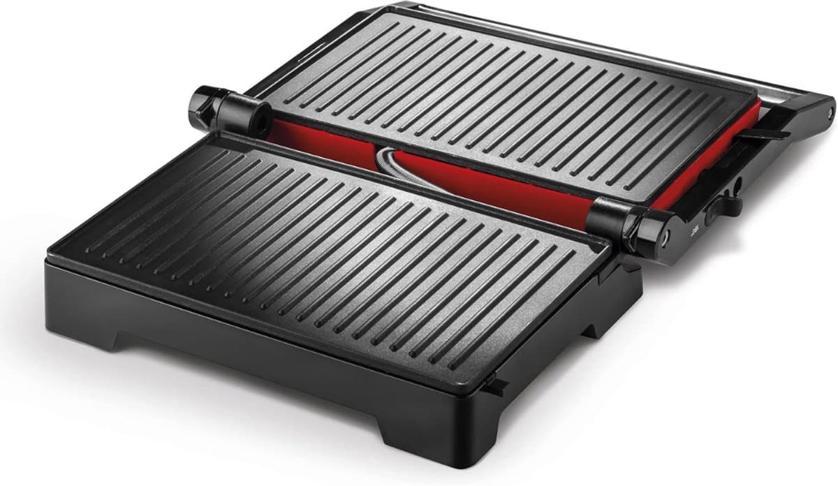DailySupplies® Contactgrill - Tosti Apparaat - Tosti-ijzers - Panini Grill - Rood met zwart thumbnail 4