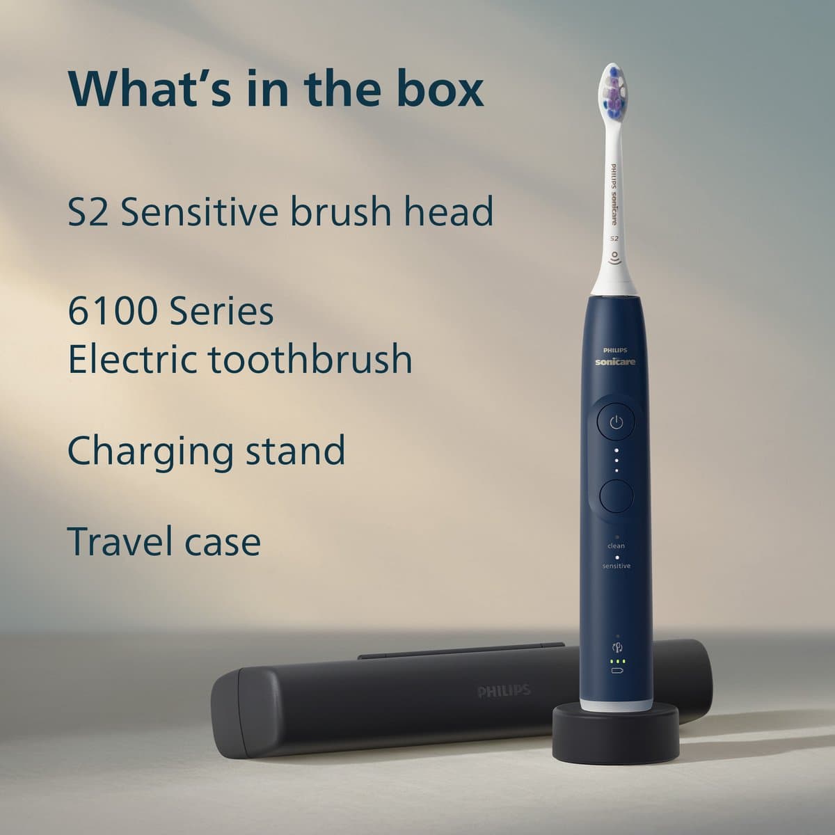 Philips Sonicare 6100 Series – Elektrische Tandenborstel – Blauw - Reisetui - Gevoelige tanden - HX7403/05 thumbnail 3