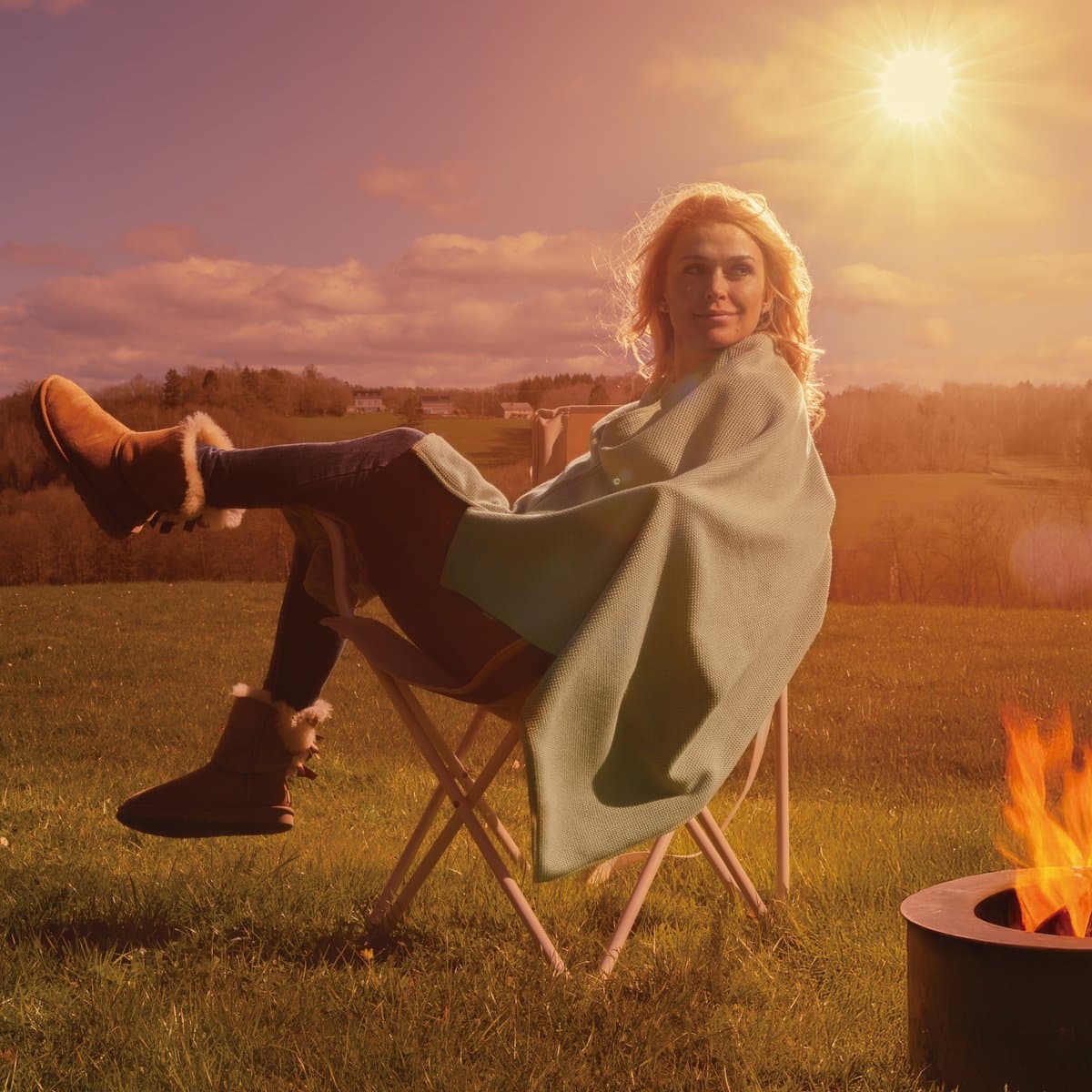 Lanaform - Heat Wrap - Draadloze Verwarmde Poncho - Verwarmingsdeken Nomade - Warmte Nek Buiten - Draagbare Batterij 5000mAh - Ultra Zachte Fleece - Winter Thuis Wandeling Comfort thumbnail 6