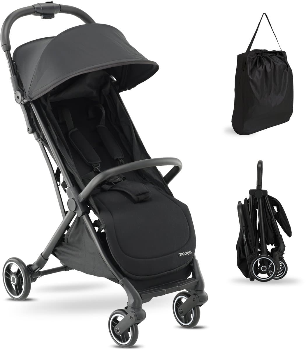 Mooiys Axel Buggy - Lichtgewicht Compacte Reisbuggy met Tas - Zwart