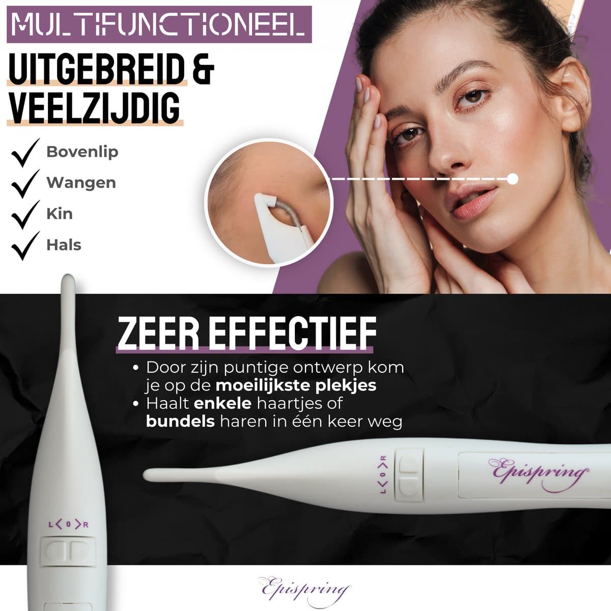 Epispring® Amazing- Epileerapparaat Dames - Ontharingsapparaat Dames - Gezichtsepilator voor vrouwen - Ladyshaver - Ontharing gezicht - Ontharing wenkbrauwen - Gezichtsontharing dames thumbnail 8