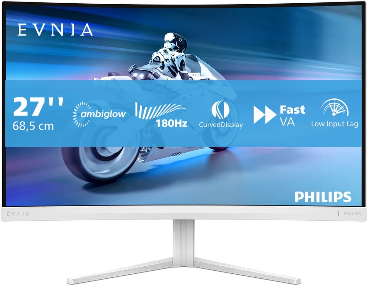 Philips Evnia 27M2C5201L: 180Hz curved gaming met Ambiglow