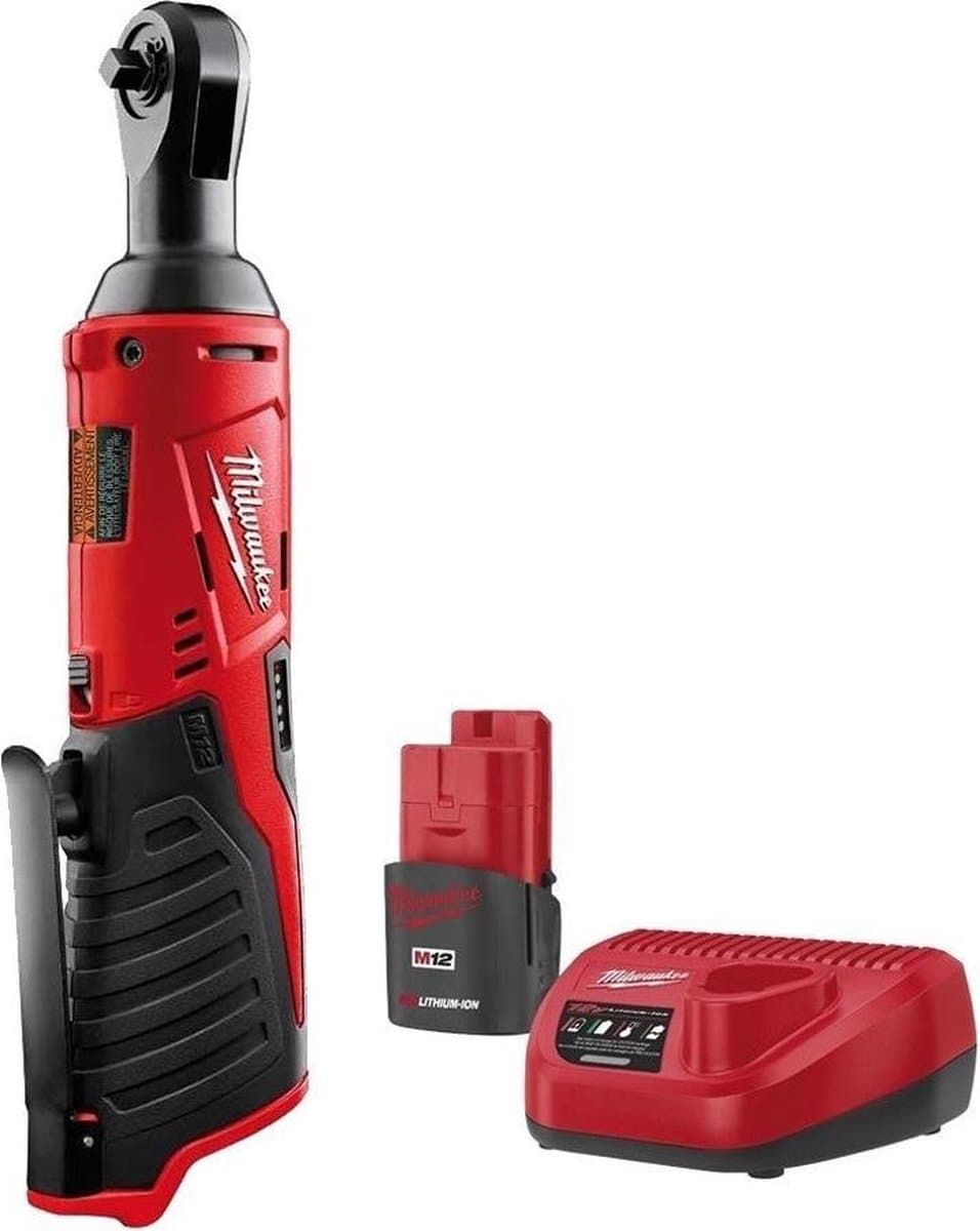 Milwaukee M12 IR-201B 12V Li-Ion Accu haakse ratelsleutel set (1x 2.0Ah accu) in tas - 40Nm - 1/4"