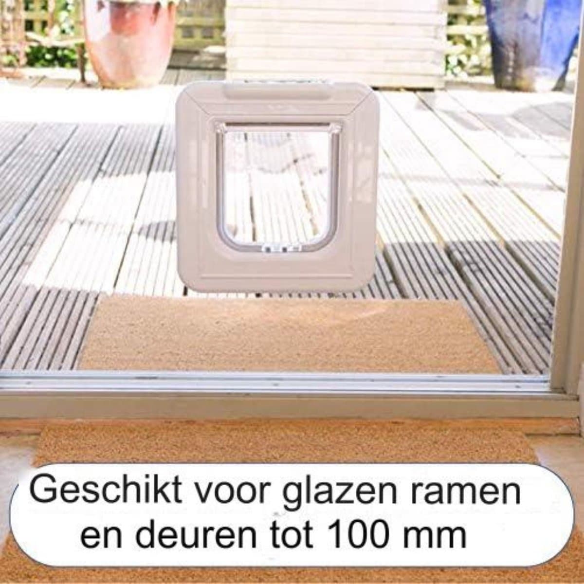 Kattenluik chip - Kattenluik met microchip - Kattenluik met chipherkenning - Kattenluik met magneet - 24,8 x 14,5 x 26,7 cm - Wit thumbnail 3