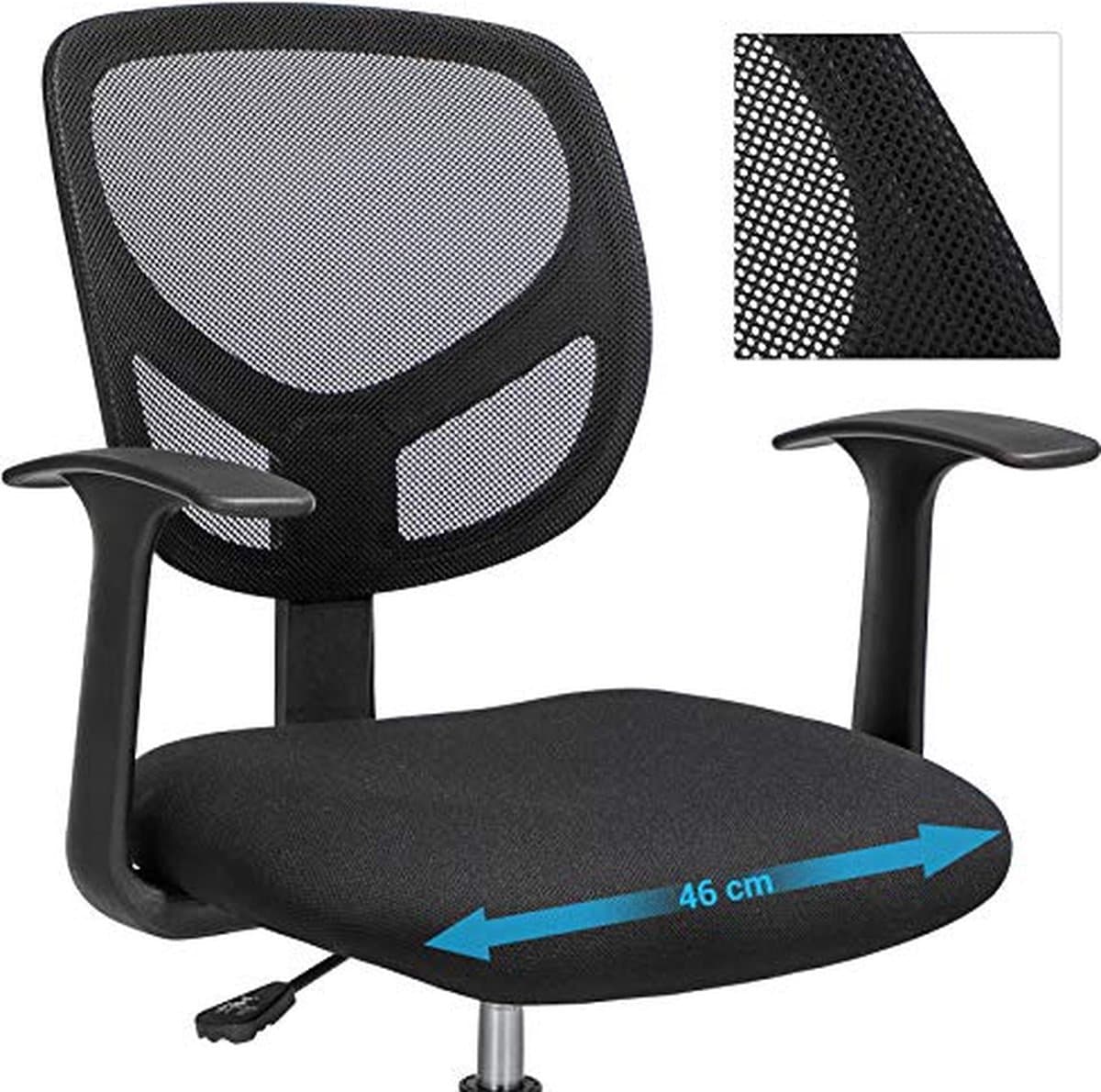 Ergonomische Bureaustoel Met Armleuningen, Hoogte 55-75 Cm, Capaciteit 120 Kg - Songmics - Bureaustoel - Zwart - Kunststof; Polyester thumbnail 2