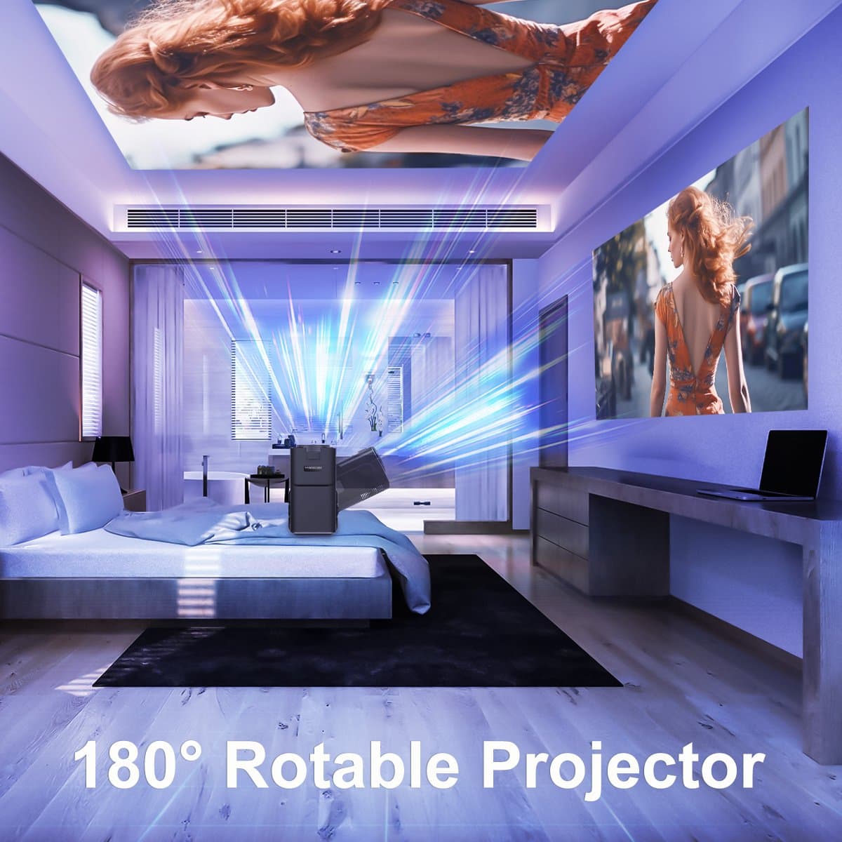 Magcubic PRO HY320 - 2024 model - WiFi 6 mini beamer- Ultieme draagbare beamer - 390 ANSI - 4K - 1080p - Android - Apple - Bt 5.0 thumbnail 2