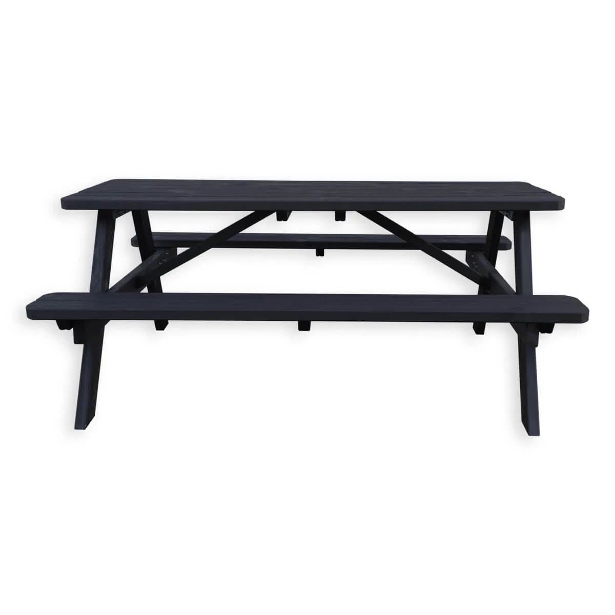 Zwarte Picknicktafel Deluxe 180cm Zwart| Tuintafel 6 Persoons | Duurzaam Behandelde Tuin Tafel thumbnail 5