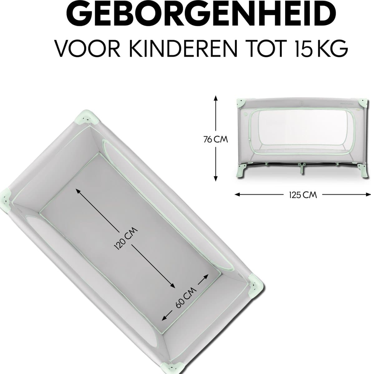 Hauck Dream N Play Plus - Campingbedje - Extra grote doorgang - Dusty Mint thumbnail 2