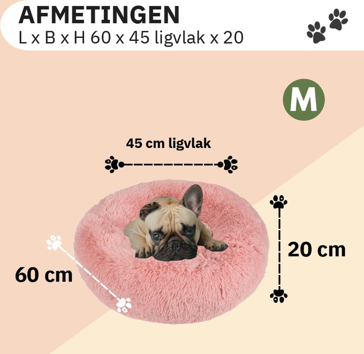 Donut Hondenmand - Kattenmand - Maat M 60cm (ligvlak van 45cm) - Roze - Pluche en Zacht - Fluffy - Comfortabel - Duurzaam en Antislip Design - Rond - Wasbaar - Orthopedisch - Hondenbed - Hondenkussen - Honden mand - Hondenmanden thumbnail 6