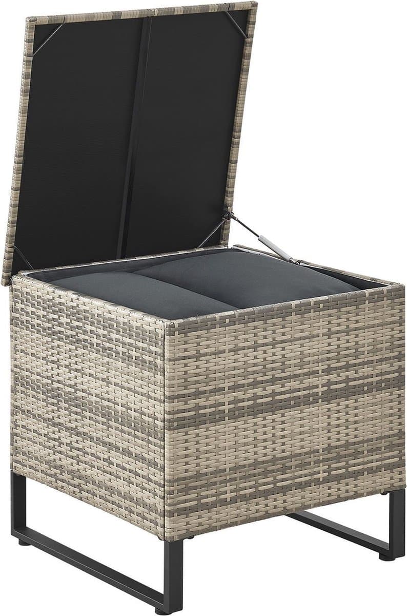 Juskys Loungeset / Tuinset Santorini - Polyrotan - Modulair - Grijs - Incl. Tafel & Opbergbox thumbnail 7