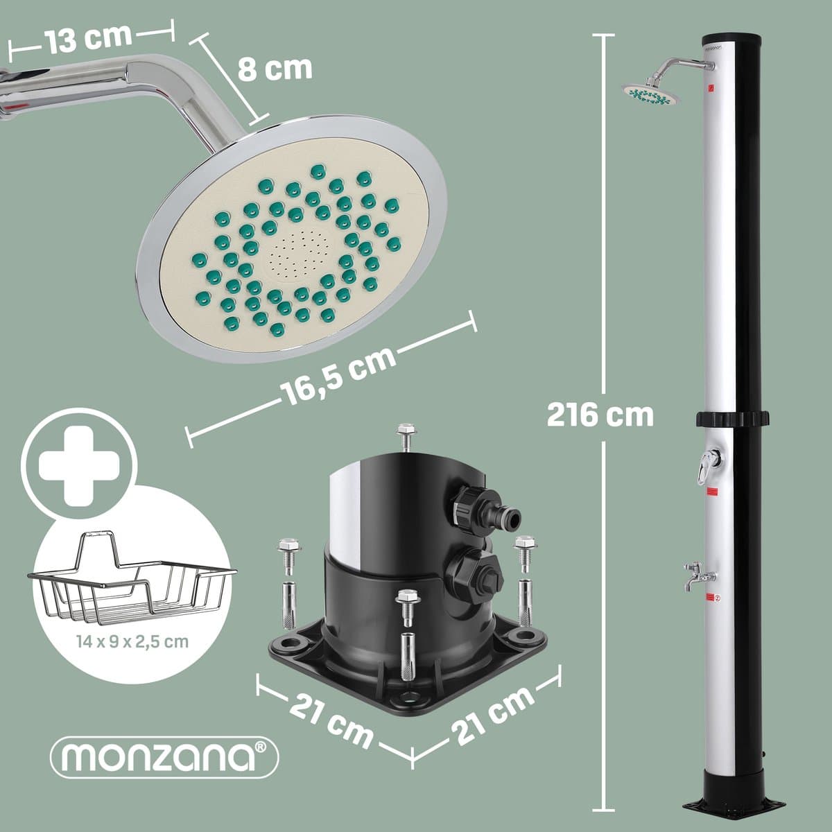 Monzana Buitendouche 35 liter – Solar UV-Bestendig 60°C - Zwart thumbnail 4