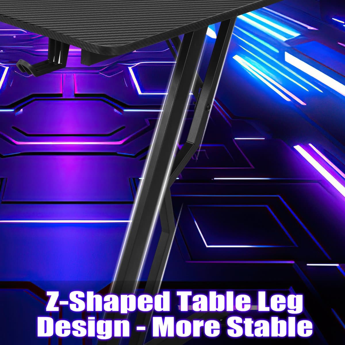 Game Bureau140x60 cm,Game Bureau,Zwart Carbon, Hoekbureau, Gaming Desk ,Computertafel thumbnail 6