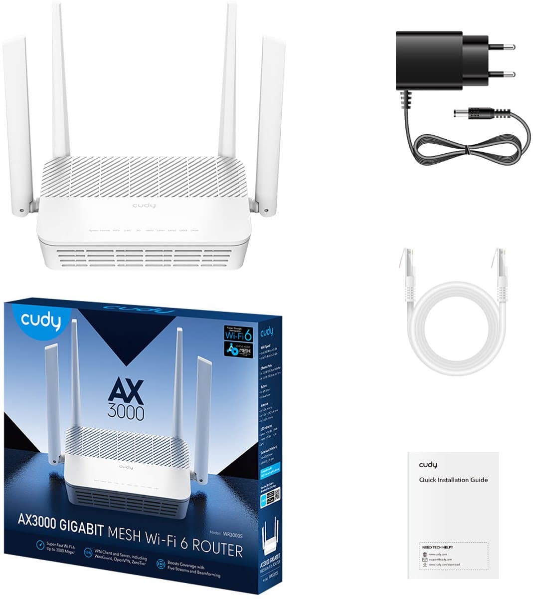 Cudy AX3000 Wi-Fi 6 Mesh Router – Dual-band mesh voor 200+ apparaten thumbnail 4