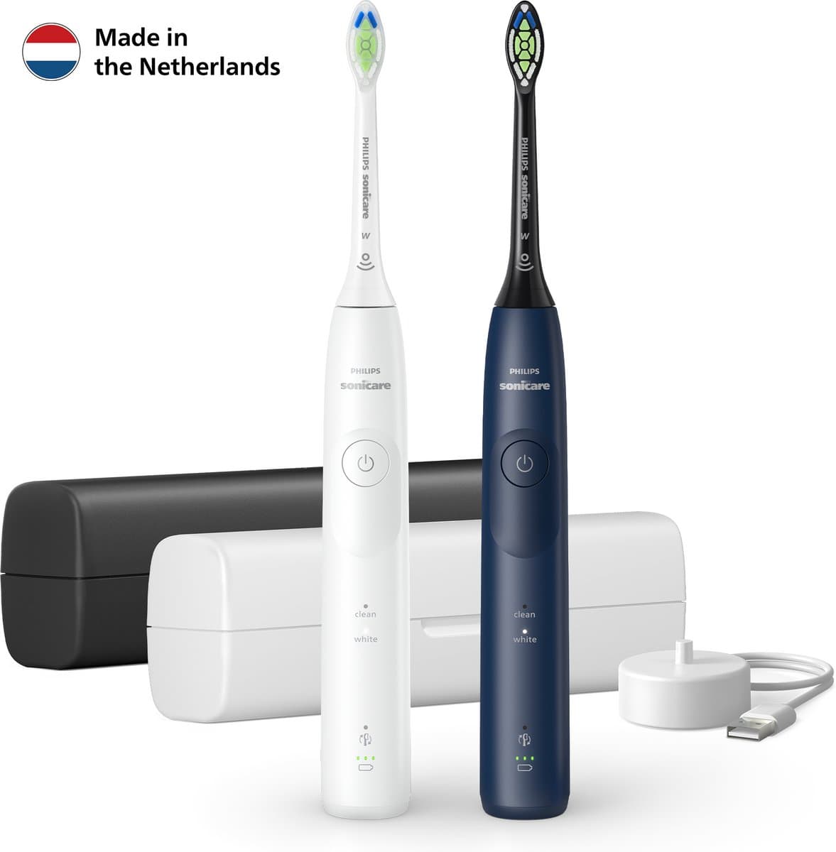 Philips Sonicare 5500 Series - Elektrische Tandenborstels - Wit & Blauw Duopack – 2 Reisetuis - Wittere tanden - HX7119/01 thumbnail 2