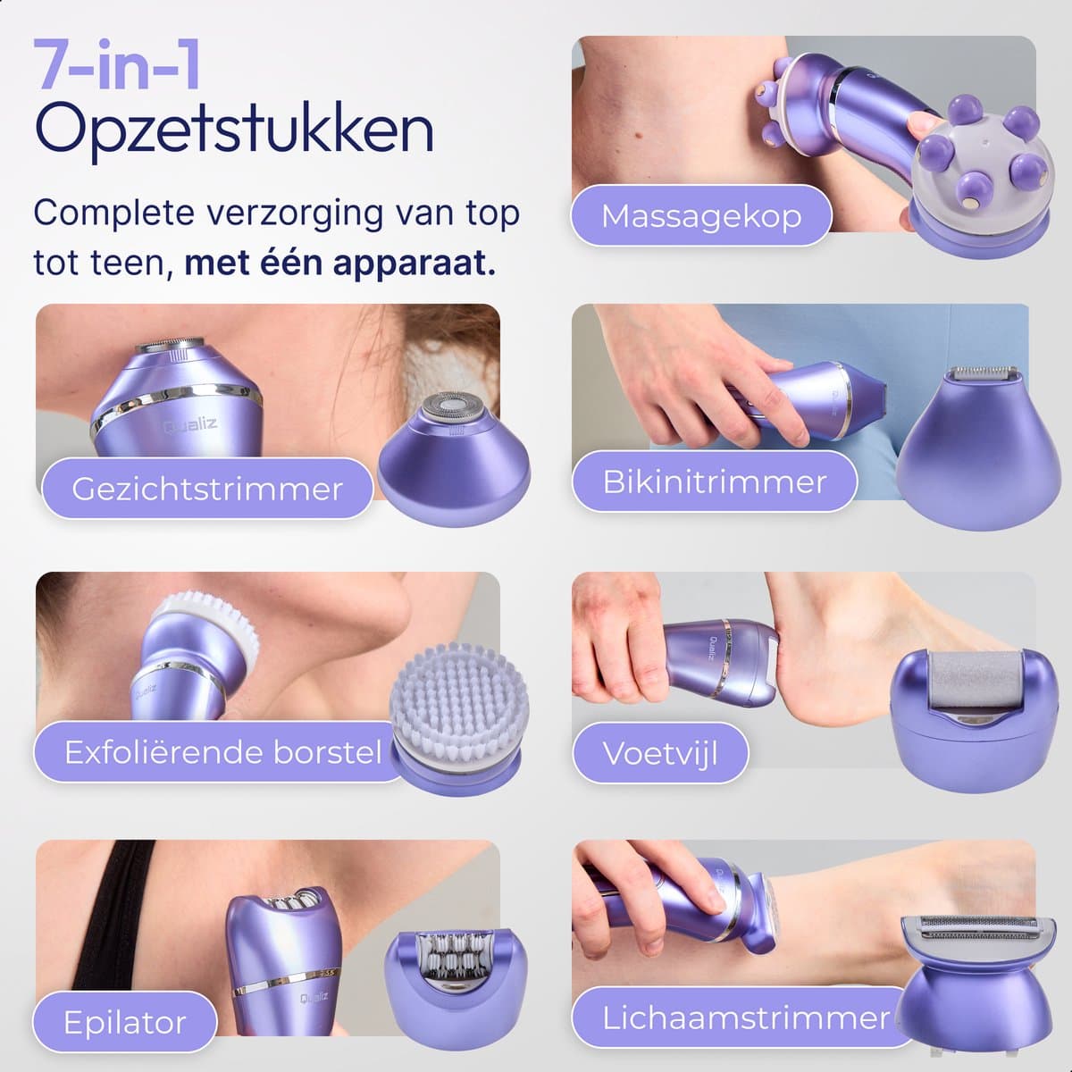 7 in 1 Ladyshave - Epileerapparaat Dames - IPX 7 Waterdicht - Oplaadbaar - Bikinitrimmer - Scheerapparaat Vrouw Intiem - Ladyshaves voor Vrouwen - Epilator - Trimmer Vrouw - Qualiz® thumbnail 8