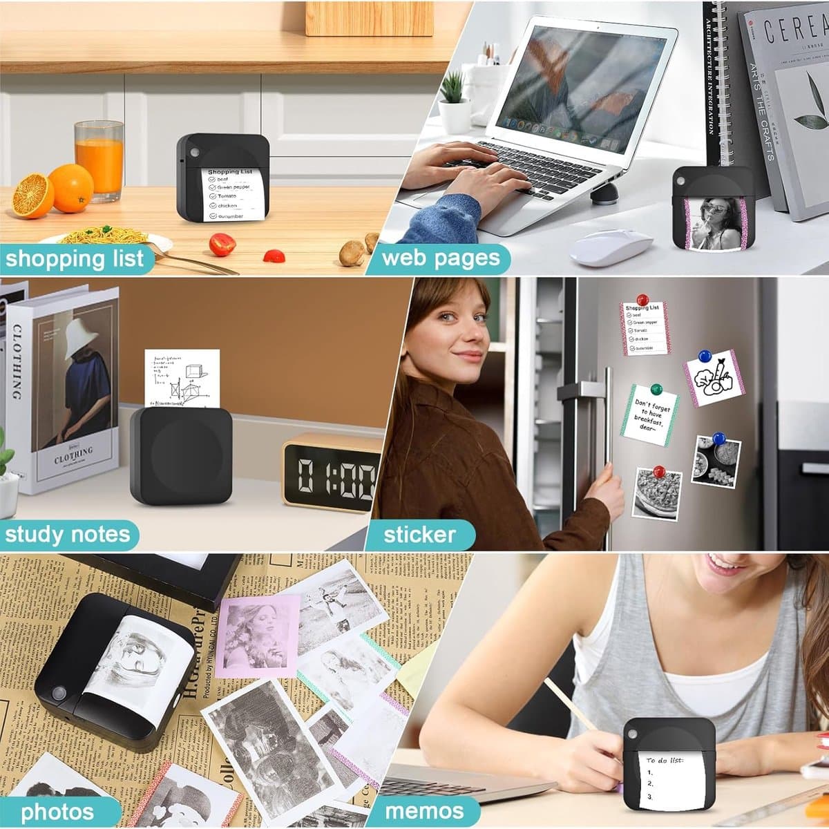 RFWR® Draagbare Draadloze Mini Fotoprinter voor Smartphones - Inktloze Thermische Printer voor Foto's en Memo's thumbnail 6