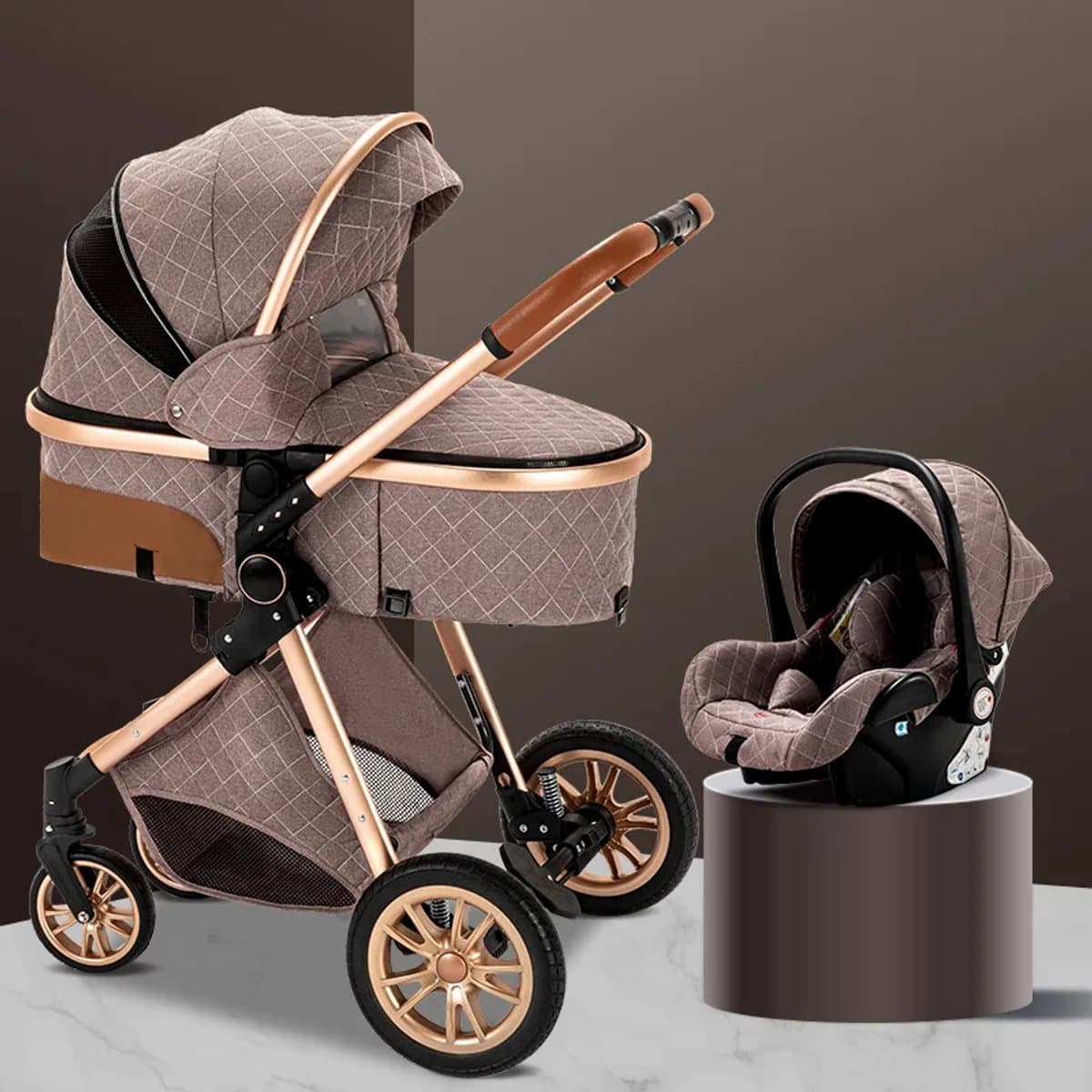 buggy - kinderwagen 3 in 1 - Draagbare Reizen Kinderwagen Aluminium Frame Opvouwbare Kinderwagens Hoge Landschap Auto voor Pasgeboren Baby thumbnail 6