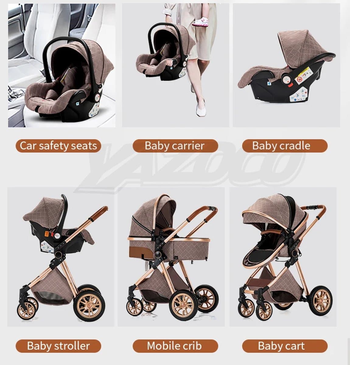 buggy - kinderwagen 3 in 1 - Draagbare Reizen Kinderwagen Aluminium Frame Opvouwbare Kinderwagens Hoge Landschap Auto voor Pasgeboren Baby thumbnail 3